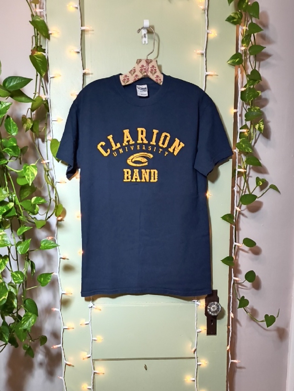 Women's Gildan Ultra Cotton Clarion Band Navy Yellow M T-shirt 👕